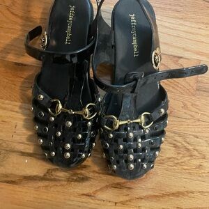 Jeffrey Campbell Black and Gold Studded Sandals